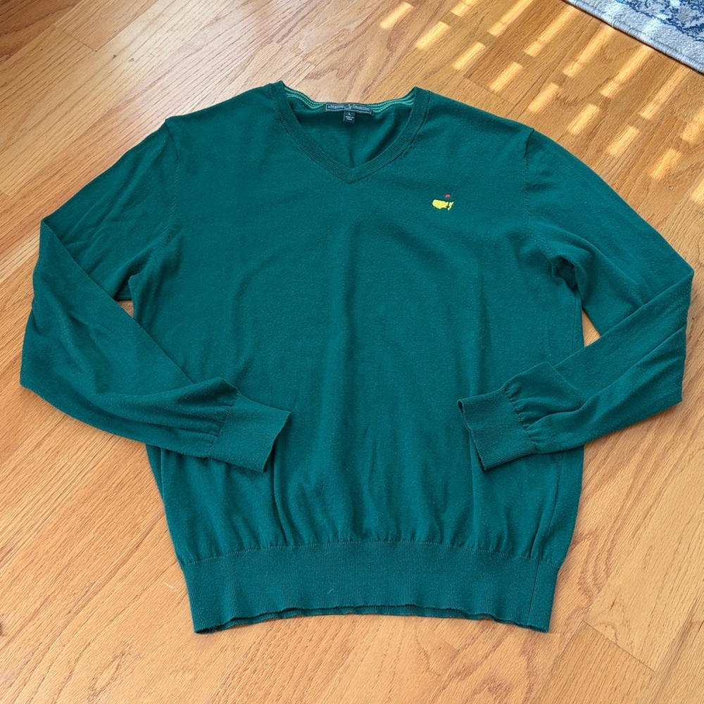 Masters Collection Long Sleeve V-Neck Sweater size large Green